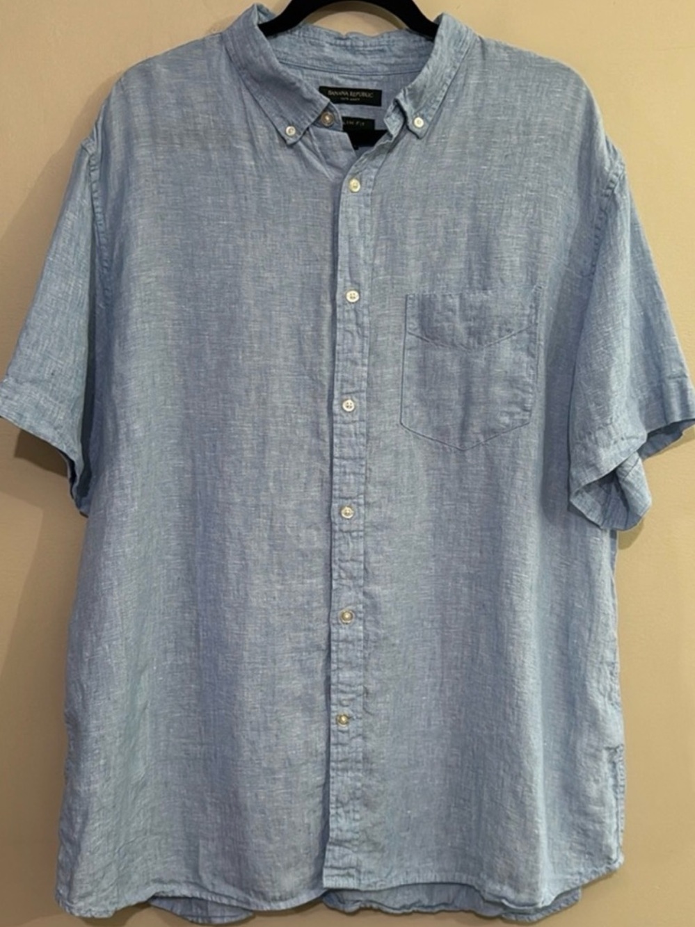 Banana Republic Men's 100% LINEN Blue Casual Button-Down Shirt Size XXL SlimFit